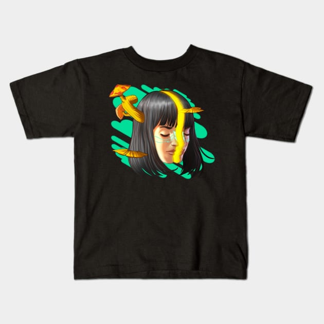 Mushroom girl 1 Kids T-Shirt by felixantosart